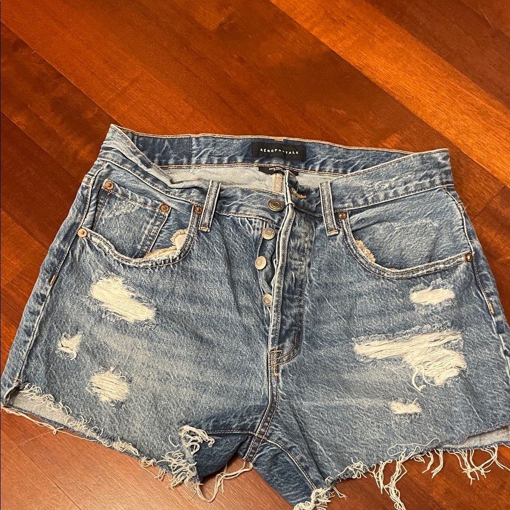 Aeropostale Women's Distressed Blue Jean Shorts